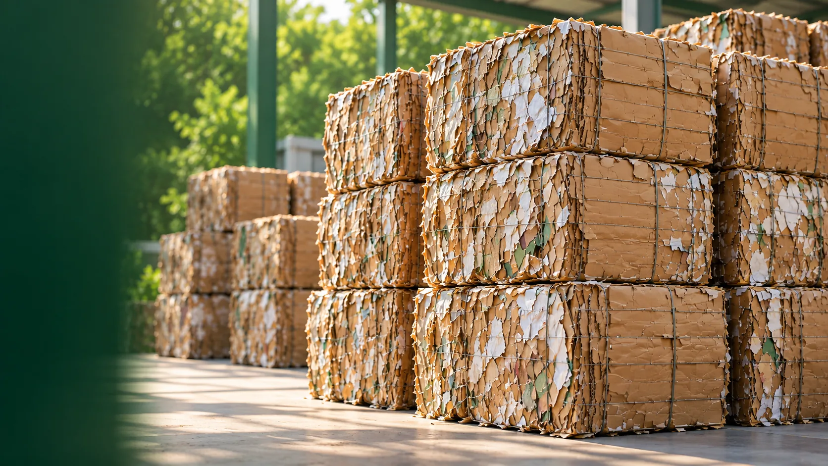 Compressed cardboard bales